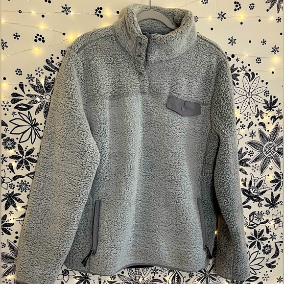 Pulse grey fleece jacket with pockets and snaps at neck super cozy and warm - Picture 3 of 10